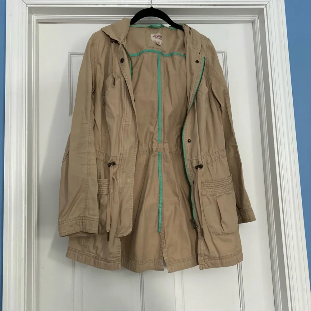 Mossimo Supply Co women’s medium tan cotton lightweight spring jacket longline